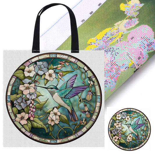 Embroidery Kit Cross Stitch Canvas Tote Bag 40x40cm (Hummingbird Flower)