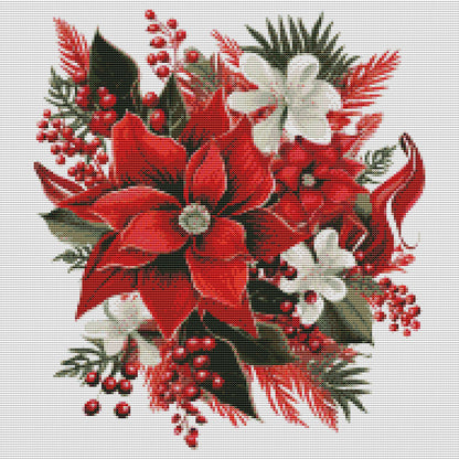 Christmas Red Flowers - 11CT Stamped Cross Stitch 50*50CM