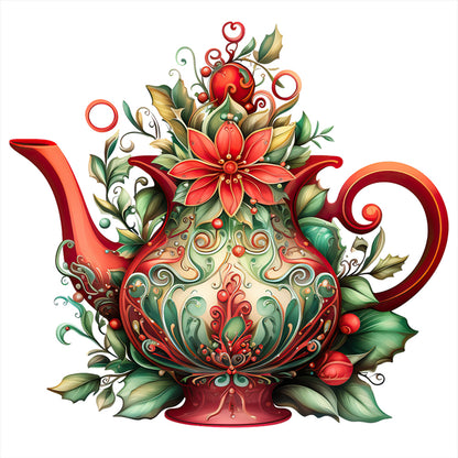 Christmas Teapot - 11CT Stamped Cross Stitch 50*50CM