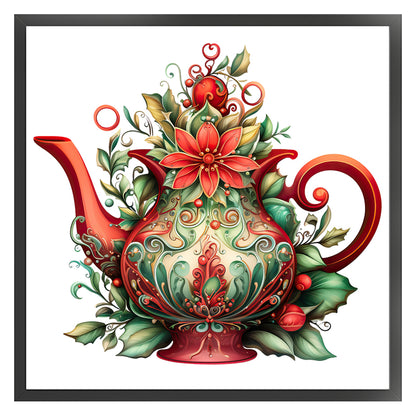 Christmas Teapot - 11CT Stamped Cross Stitch 50*50CM