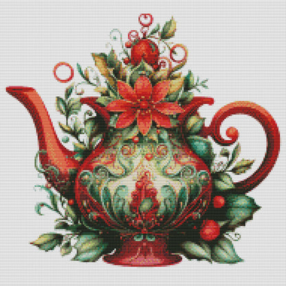 Christmas Teapot - 11CT Stamped Cross Stitch 50*50CM