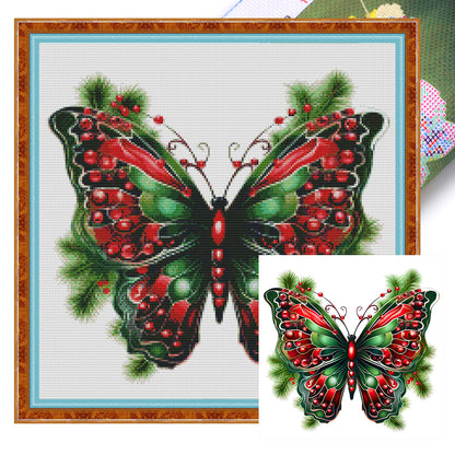 Retro Christmas Butterfly - 11CT Stamped Cross Stitch 50*50CM