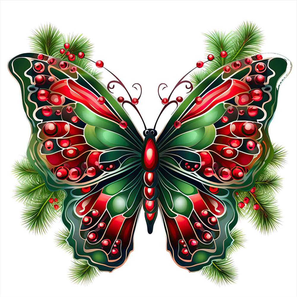 Retro Christmas Butterfly - 11CT Stamped Cross Stitch 50*50CM