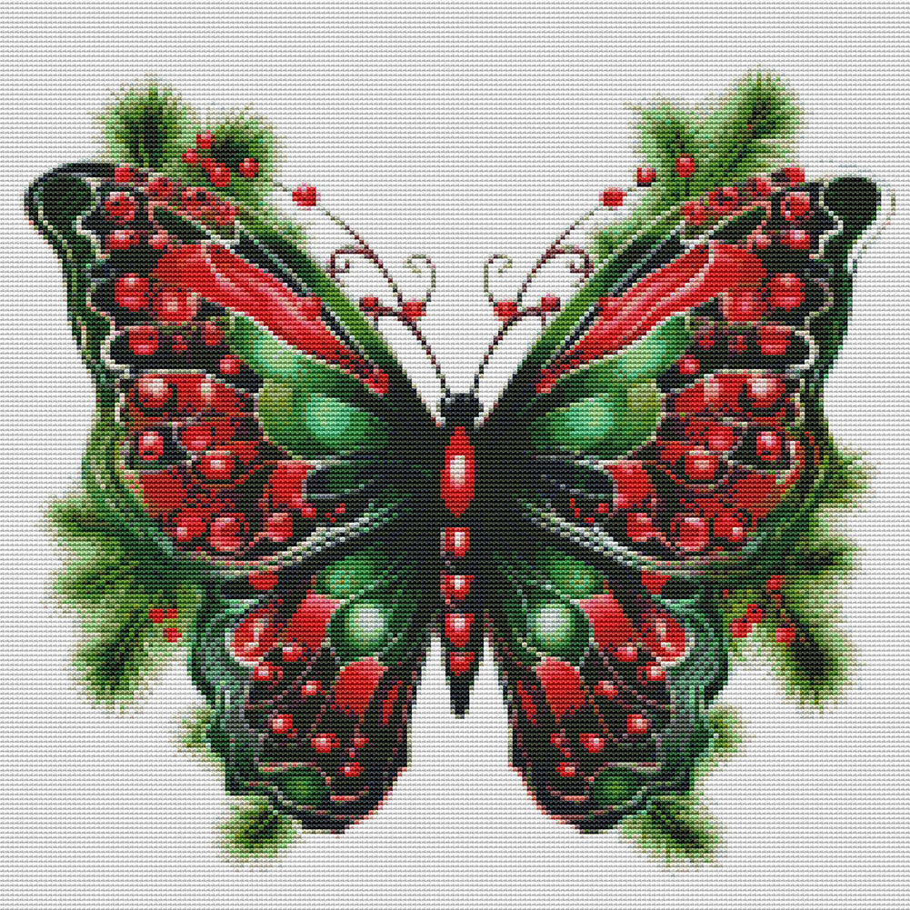 Retro Christmas Butterfly - 11CT Stamped Cross Stitch 50*50CM