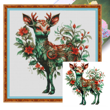 Retro Christmas Deer - 11CT Stamped Cross Stitch 50*50CM