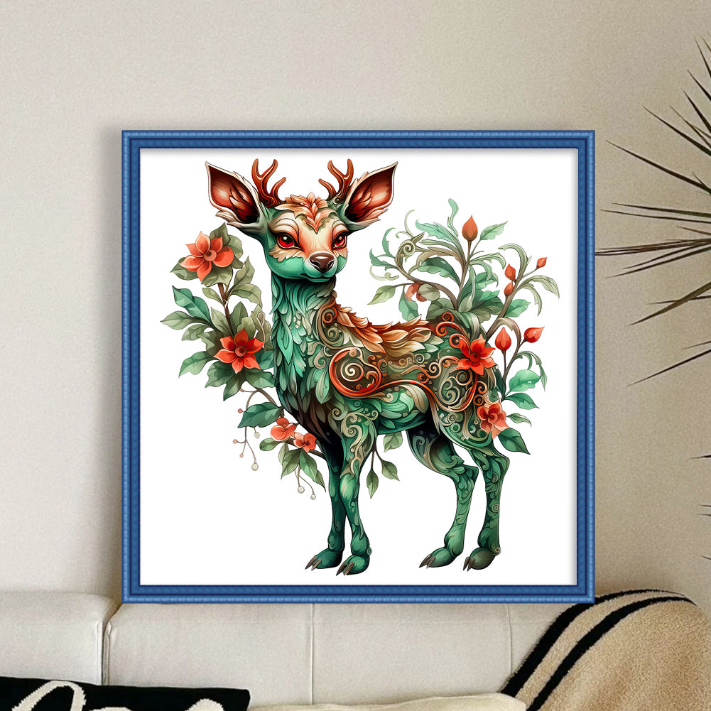 Retro Christmas Deer - 11CT Stamped Cross Stitch 50*50CM