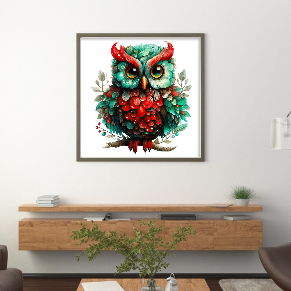 Retro Christmas Owl - 11CT Stamped Cross Stitch 50*50CM