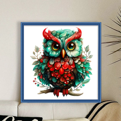 Retro Christmas Owl - 11CT Stamped Cross Stitch 50*50CM