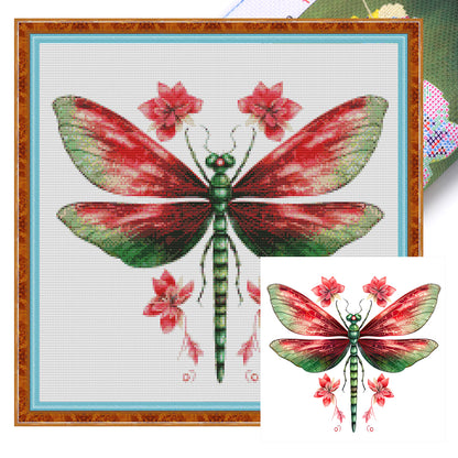 Retro Christmas Dragonfly - 11CT Stamped Cross Stitch 50*50CM