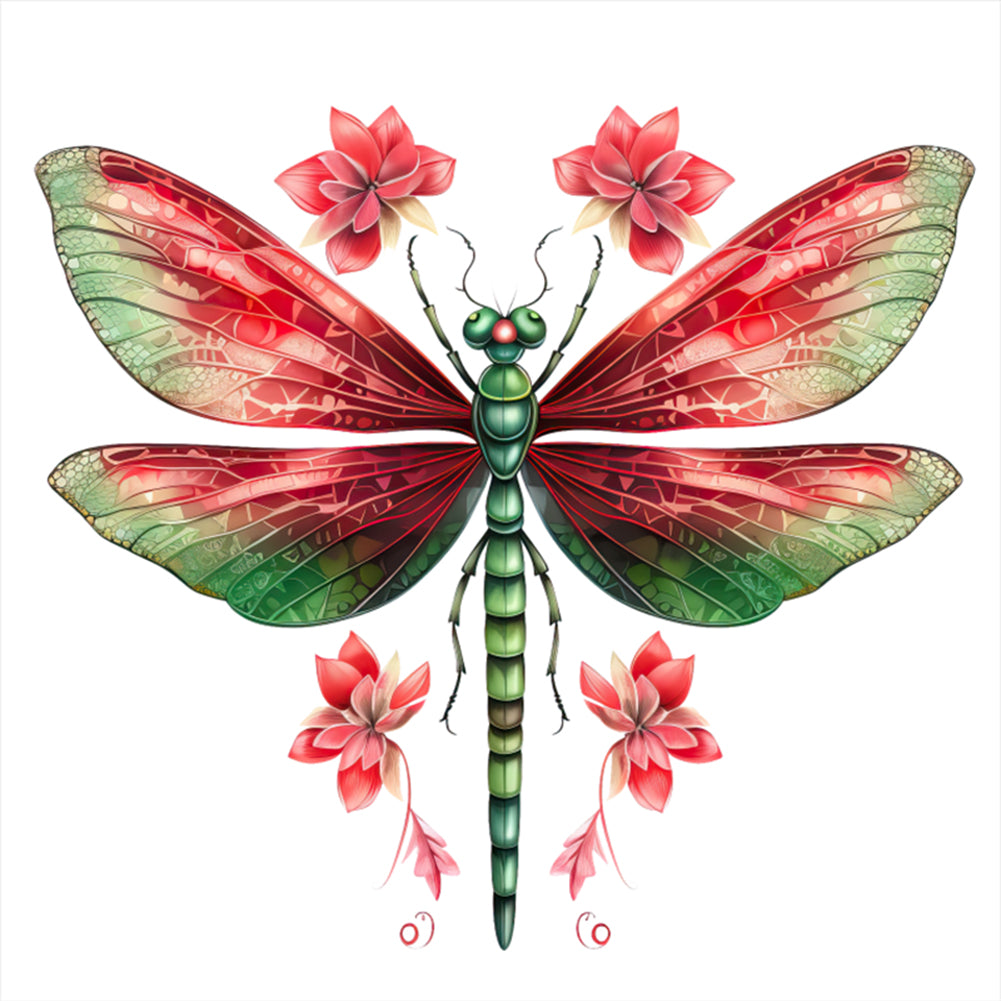 Retro Christmas Dragonfly - 11CT Stamped Cross Stitch 50*50CM