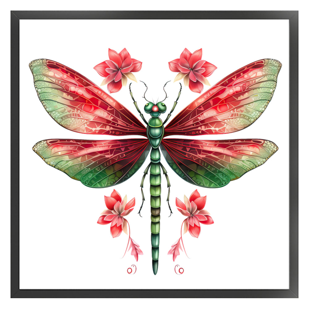 Retro Christmas Dragonfly - 11CT Stamped Cross Stitch 50*50CM