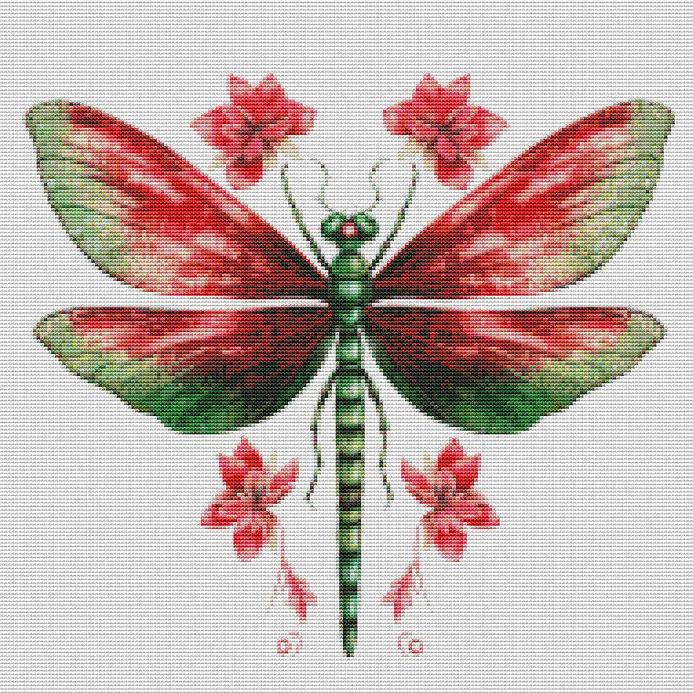 Retro Christmas Dragonfly - 11CT Stamped Cross Stitch 50*50CM