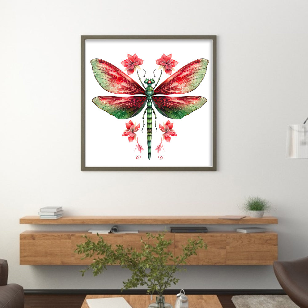 Retro Christmas Dragonfly - 11CT Stamped Cross Stitch 50*50CM