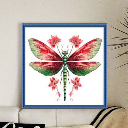 Retro Christmas Dragonfly - 11CT Stamped Cross Stitch 50*50CM