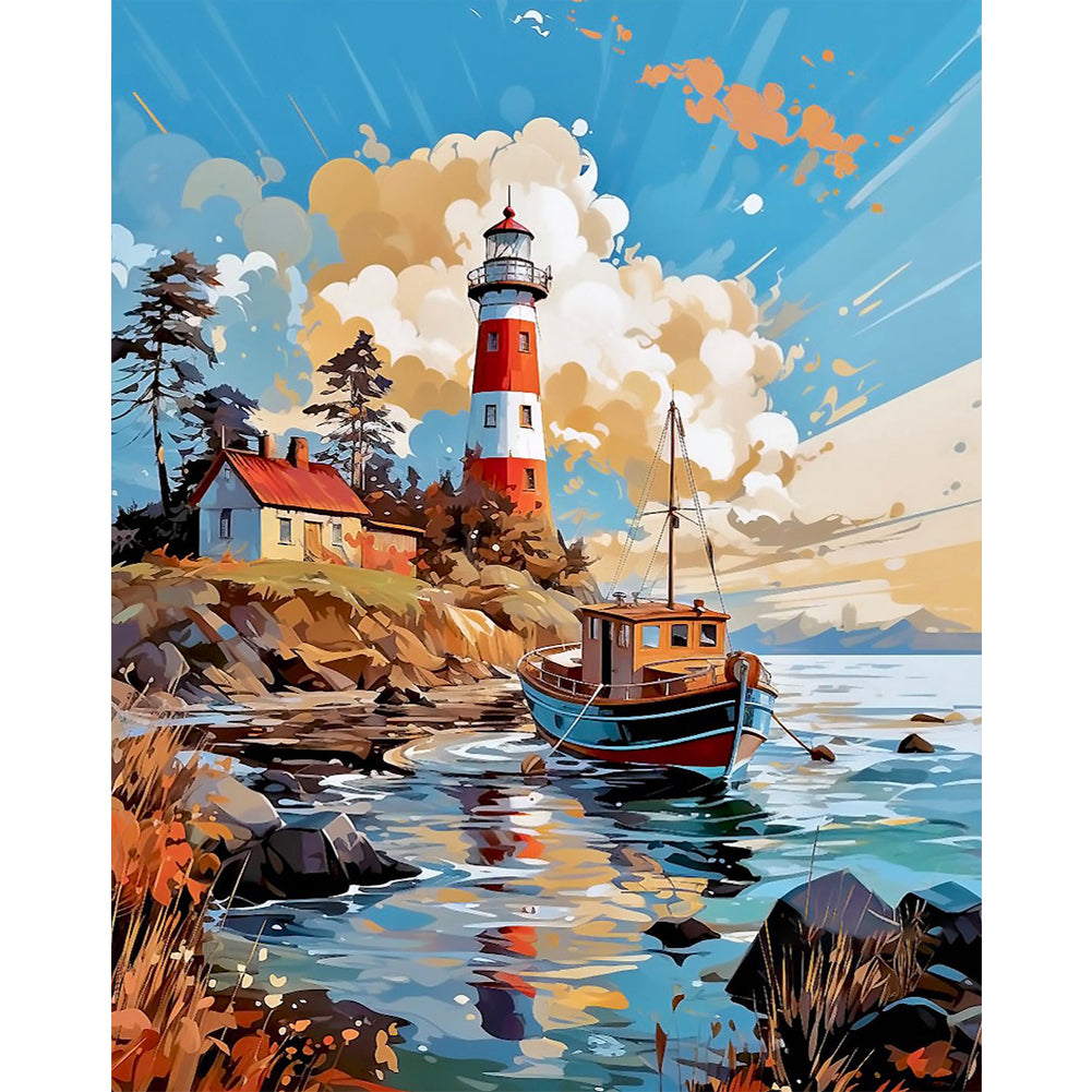 Seaside Lighthouse - 16CT Stamped Cross Stitch 50*60CM