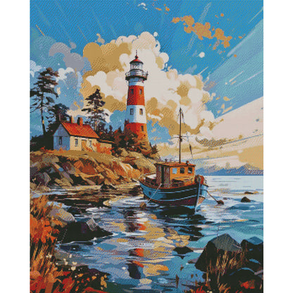 Seaside Lighthouse - 16CT Stamped Cross Stitch 50*60CM