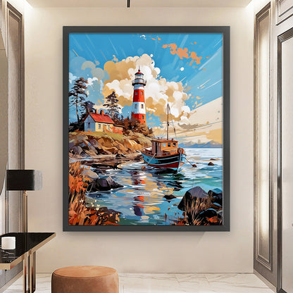 Seaside Lighthouse - 16CT Stamped Cross Stitch 50*60CM