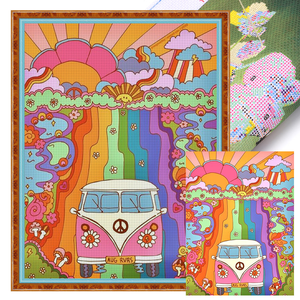 Colorful Truck - 11CT Stamped Cross Stitch 50*65CM