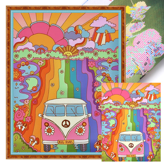 Colorful Truck - 11CT Stamped Cross Stitch 50*65CM