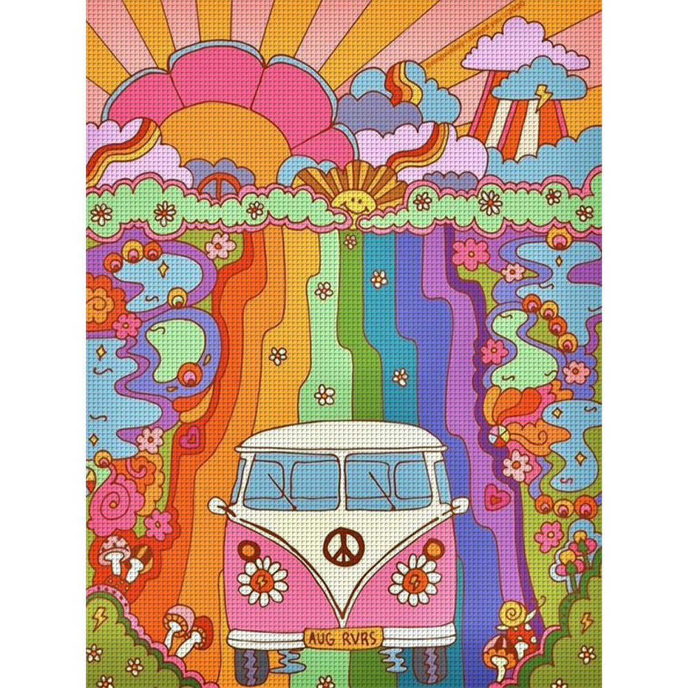 Colorful Truck - 11CT Stamped Cross Stitch 50*65CM