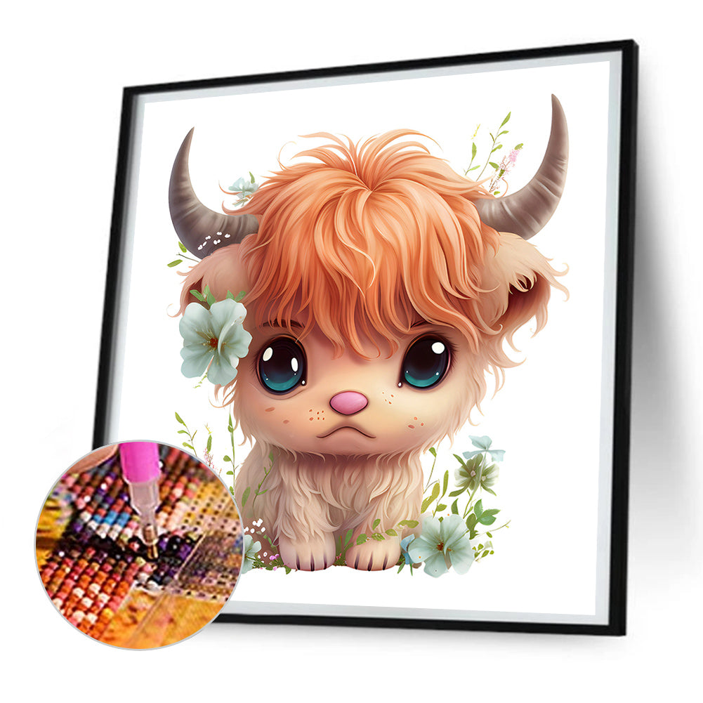 Flowers Animal Calf - Full Round Drill Diamond Painting 30*30CM