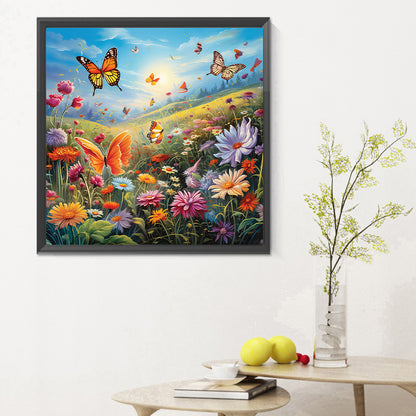 Garden Flowers Butterflies - Full Round Drill Diamond Painting 30*30CM