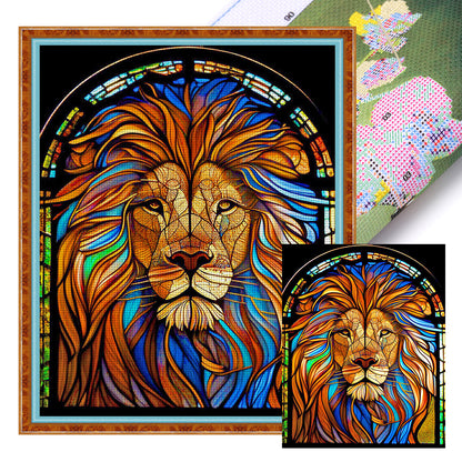 Glass Painting-Lion - 11CT Stamped Cross Stitch 40*50CM