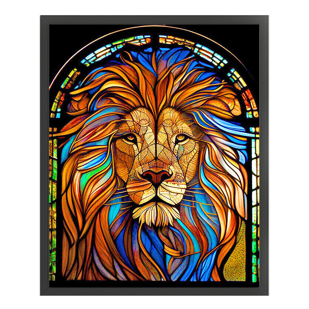 Glass Painting-Lion - 11CT Stamped Cross Stitch 40*50CM