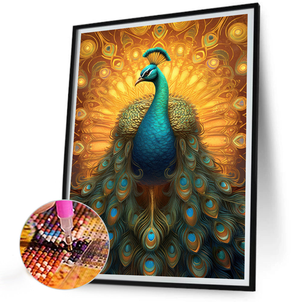 Gorgeous Peacock - Full Round Drill Diamond Painting 30*40CM