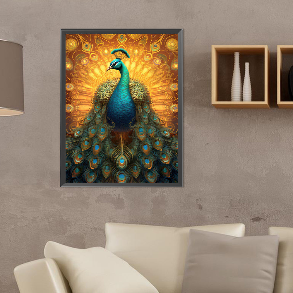 Gorgeous Peacock - Full Round Drill Diamond Painting 30*40CM