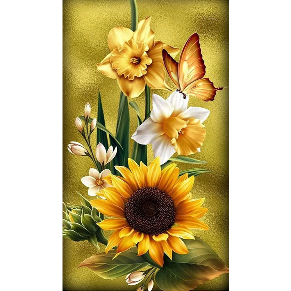 Sunflower Butterfly - Full Square AB Drill Diamond Painting 40*70CM