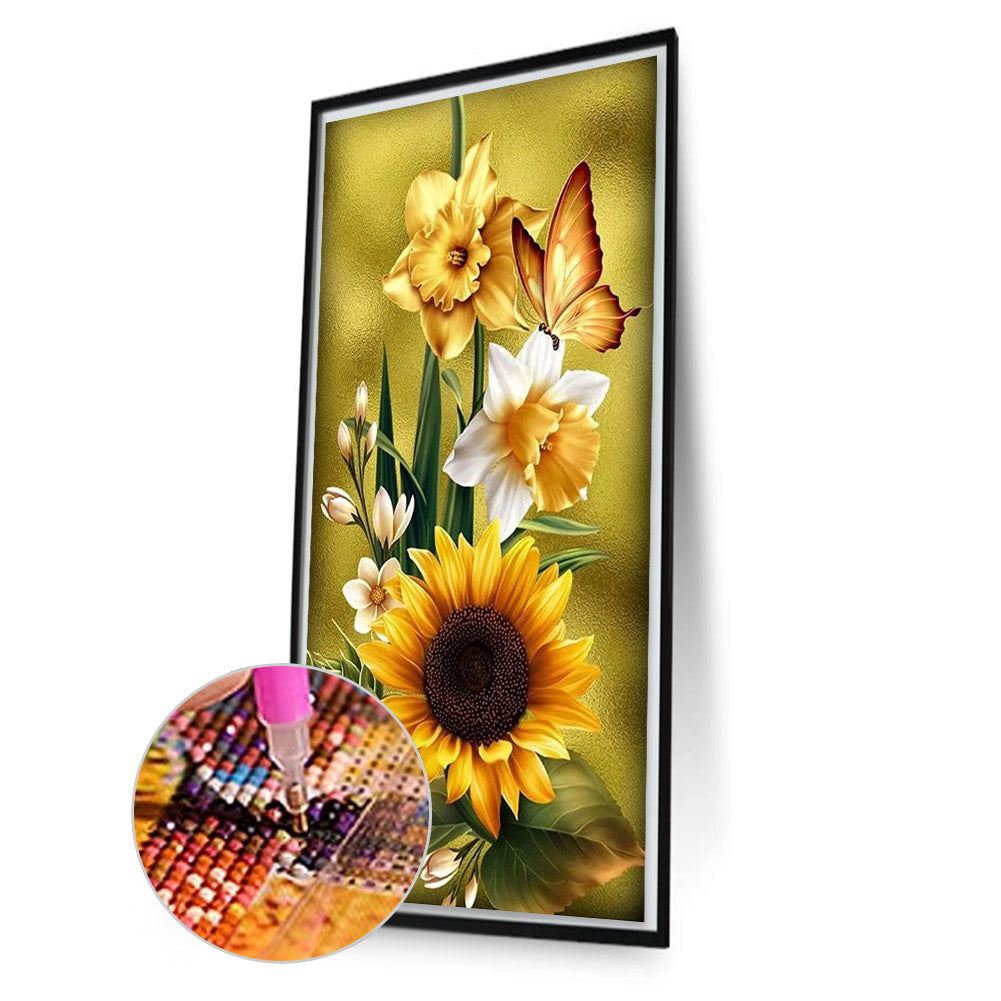 Sunflower Butterfly - Full Square AB Drill Diamond Painting 40*70CM