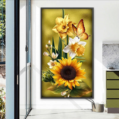 Sunflower Butterfly - Full Square AB Drill Diamond Painting 40*70CM