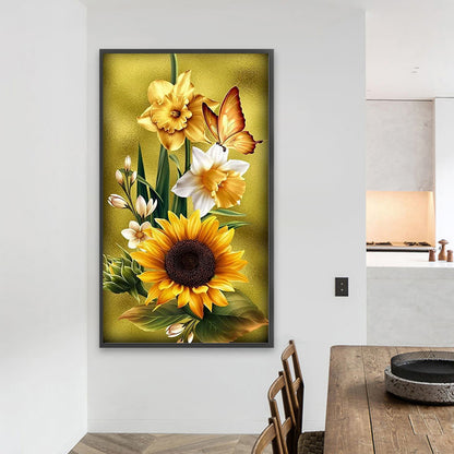 Sunflower Butterfly - Full Square AB Drill Diamond Painting 40*70CM