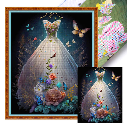 Floral Wedding Dress - 11CT Stamped Cross Stitch 40*50CM