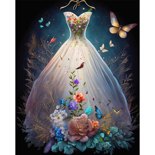 Floral Wedding Dress - 11CT Stamped Cross Stitch 40*50CM