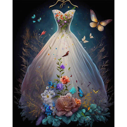 Floral Wedding Dress - 11CT Stamped Cross Stitch 40*50CM