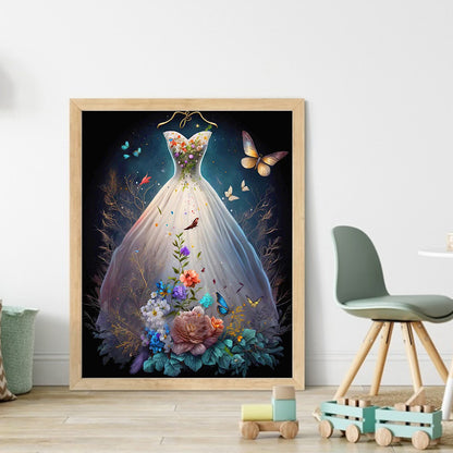 Floral Wedding Dress - 11CT Stamped Cross Stitch 40*50CM