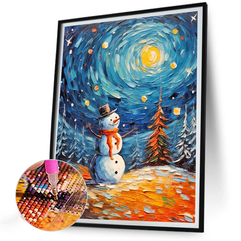 Snowman And Santa Claus - Full Round Drill Diamond Painting 30*40CM