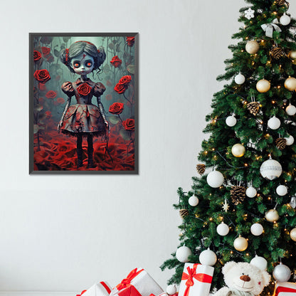 Horror Rose Doll - Full Round Drill Diamond Painting 30*40CM