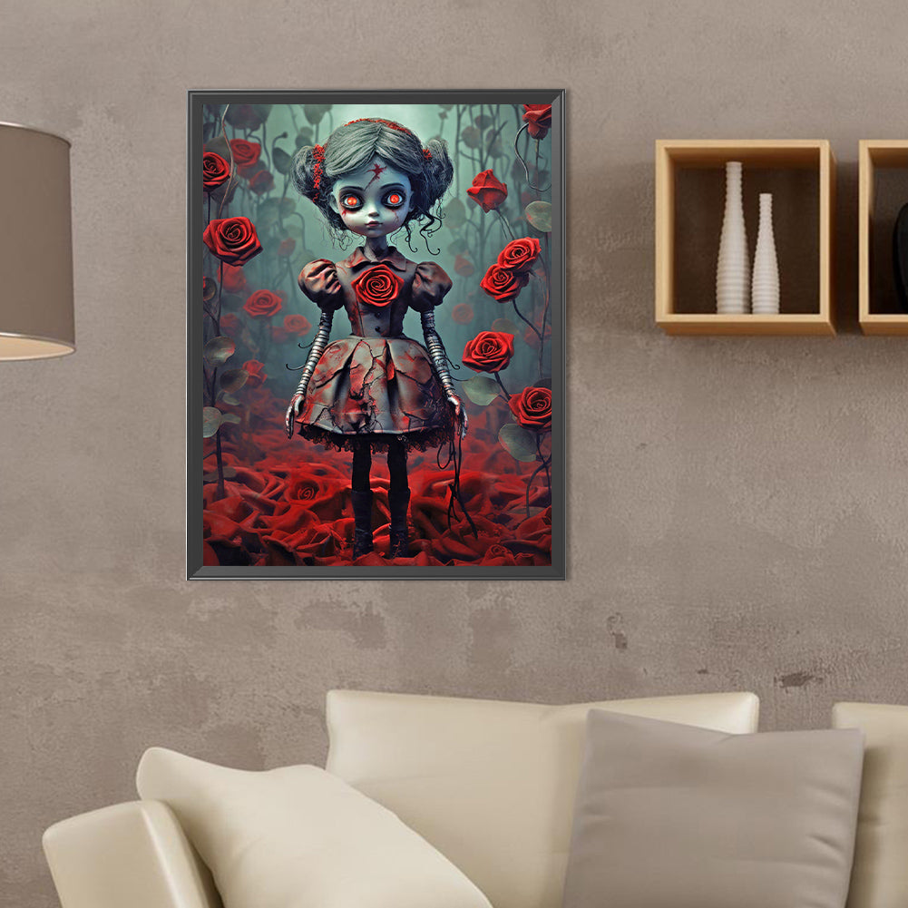 Horror Rose Doll - Full Round Drill Diamond Painting 30*40CM