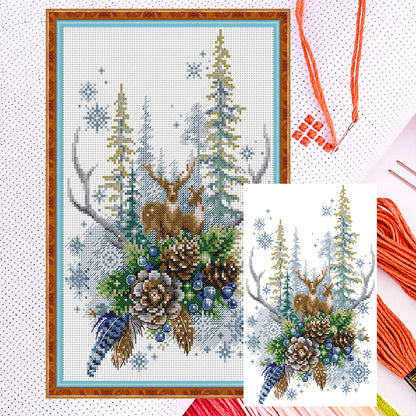 Winter Forest Elf - 14CT Counted Cross Stitch 22*34CM(Joy Sunday)