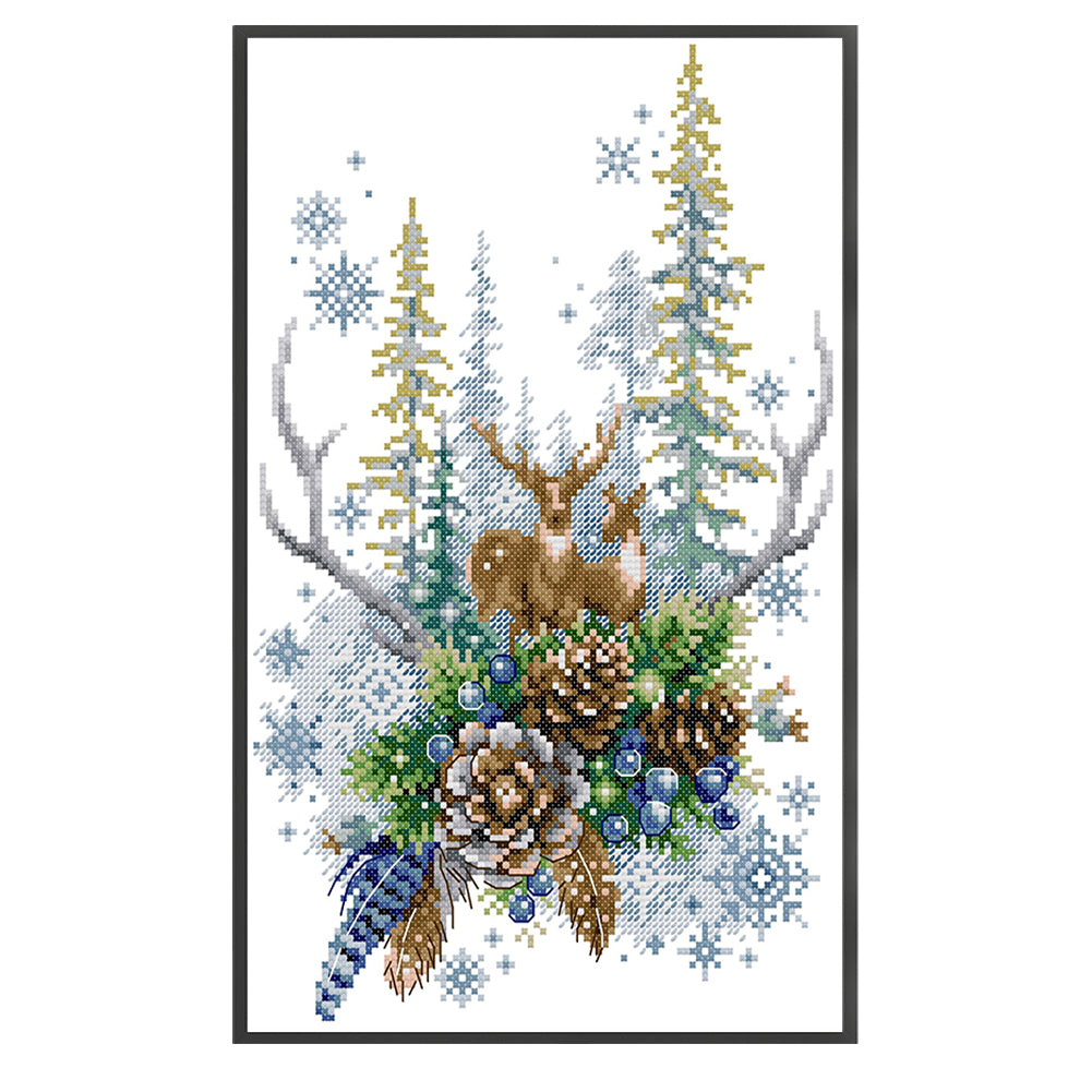 Winter Forest Elf - 14CT Counted Cross Stitch 22*34CM(Joy Sunday)