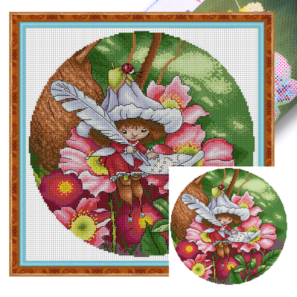 Flower Fairy 1 - 14CT Stamped Cross Stitch 35*35CM(Joy Sunday)