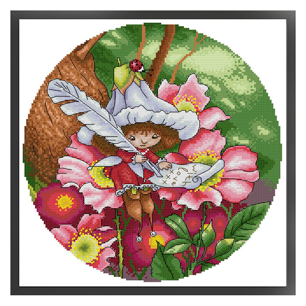 Flower Fairy 1 - 14CT Stamped Cross Stitch 35*35CM(Joy Sunday)