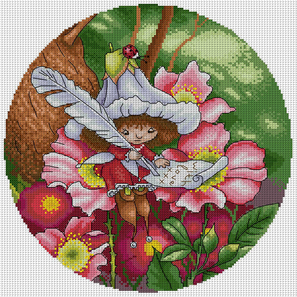 Flower Fairy 1 - 14CT Stamped Cross Stitch 35*35CM(Joy Sunday)