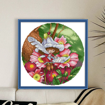 Flower Fairy 1 - 14CT Stamped Cross Stitch 35*35CM(Joy Sunday)