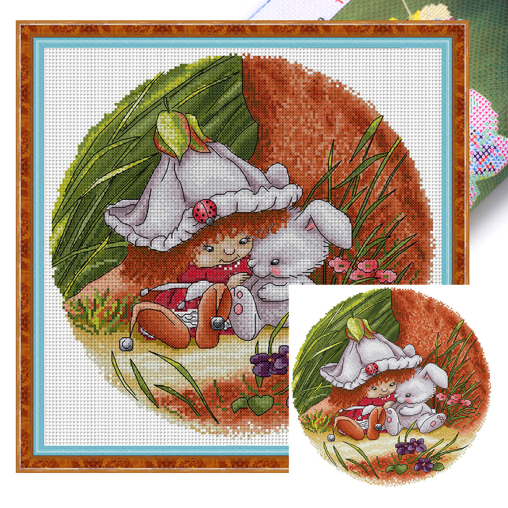 Flower Fairy 2 - 14CT Stamped Cross Stitch 35*35CM(Joy Sunday)