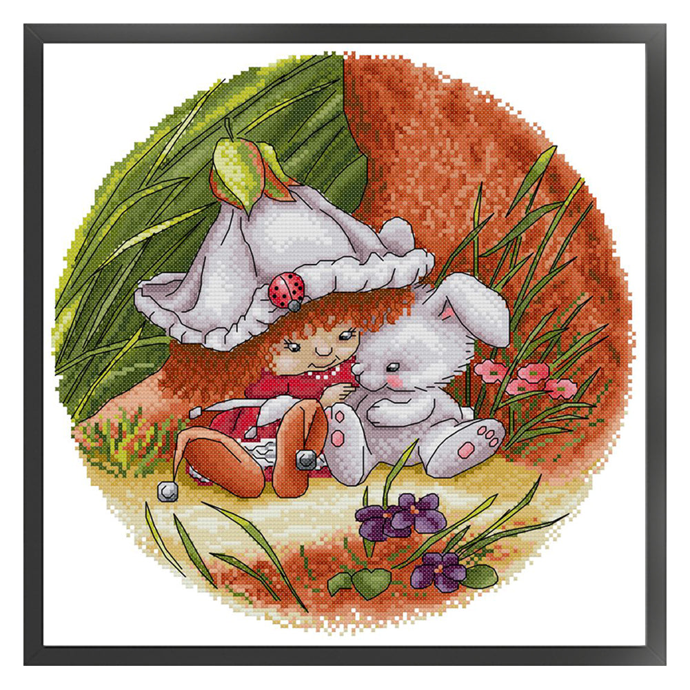 Flower Fairy 2 - 14CT Stamped Cross Stitch 35*35CM(Joy Sunday)