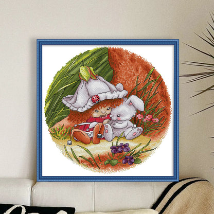 Flower Fairy 2 - 14CT Stamped Cross Stitch 35*35CM(Joy Sunday)